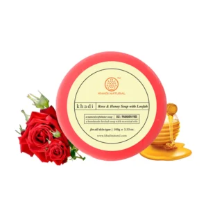 KHADI ROSE AND HONEY LOOFAH SOAP (SLS/PARABEN FREE) - Image 1