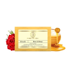 KHADI ROSE HONEY WITH ROSE PETALS SOAP - Image 1