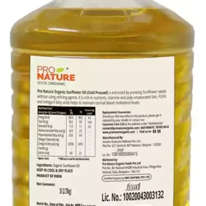 PRO NAT SUNFLOWER OIL 3 LITRES - Image 2